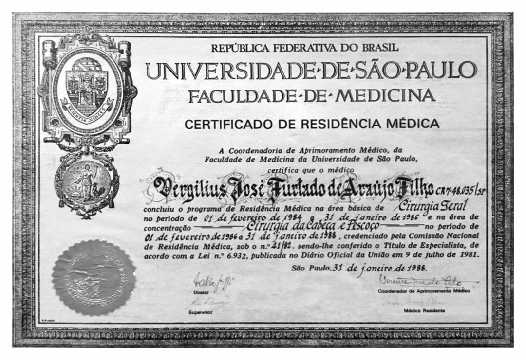 diploma do doutor vergillius