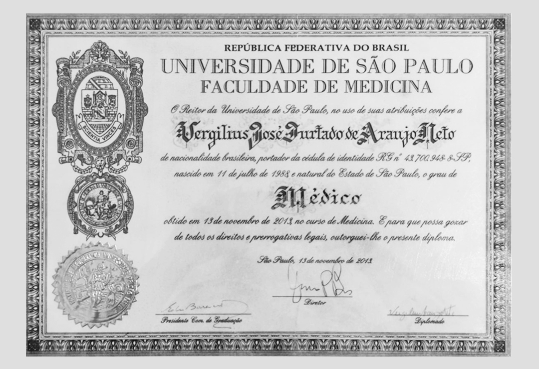 diploma do doutor vergillius