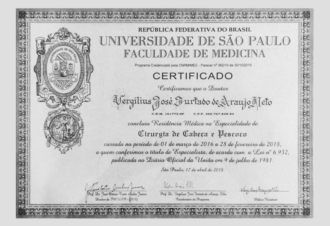 diploma do doutor vergillius